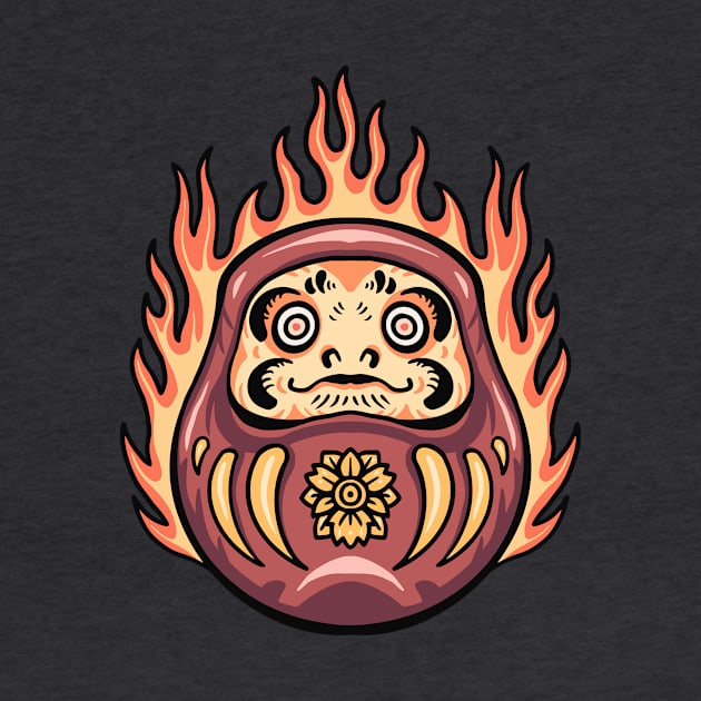 Flaming Japanese Daruma Doll by SLAG_Creative